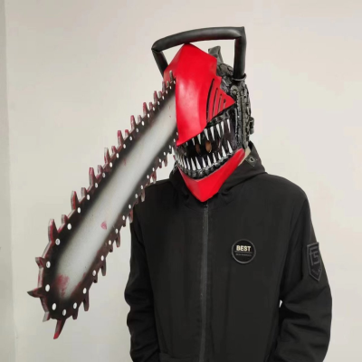 Denji Cosplay Saws Hand Headgear Pochita Anime Chainsaw Man Denji Cosplay Latex Mask Halloween Party Props 1 - Chainsaw Man Plush