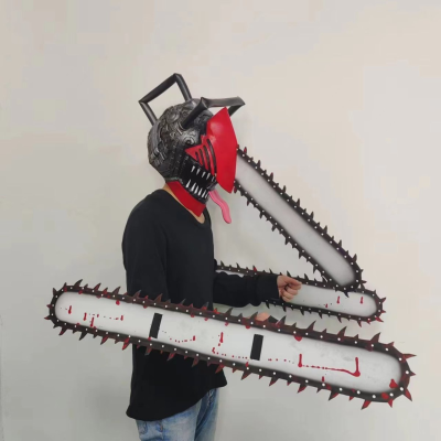 Denji Cosplay Saws Hand Headgear Pochita Anime Chainsaw Man Denji Cosplay Latex Mask Halloween Party Props - Chainsaw Man Plush