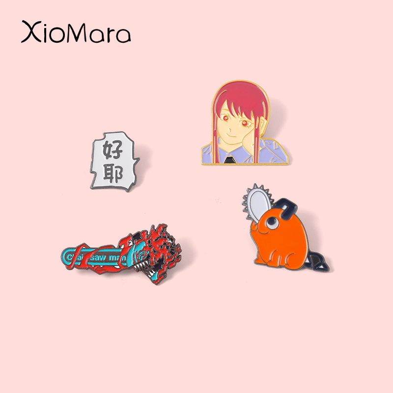 Japan And Hell Mascot Enamel Pins Chainsaw Man Makima Pochita Brooches Lapel Badges Icons Anime Jewelry 1 - Chainsaw Man Plush