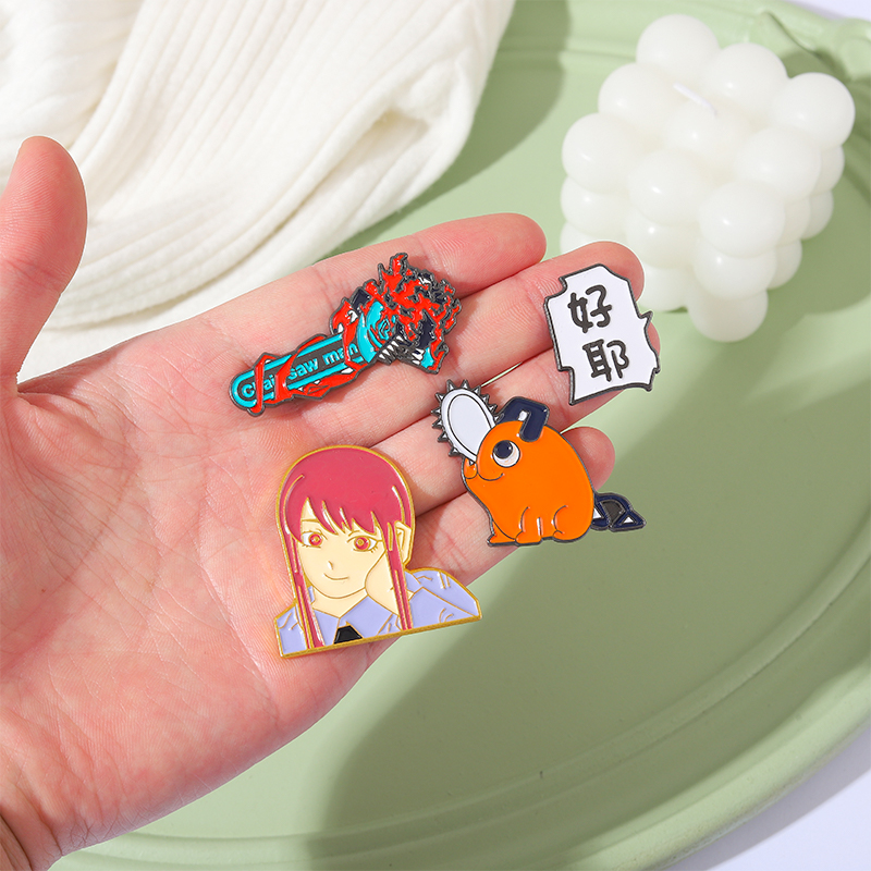 Japan And Hell Mascot Enamel Pins Chainsaw Man Makima Pochita Brooches Lapel Badges Icons Anime Jewelry - Chainsaw Man Plush